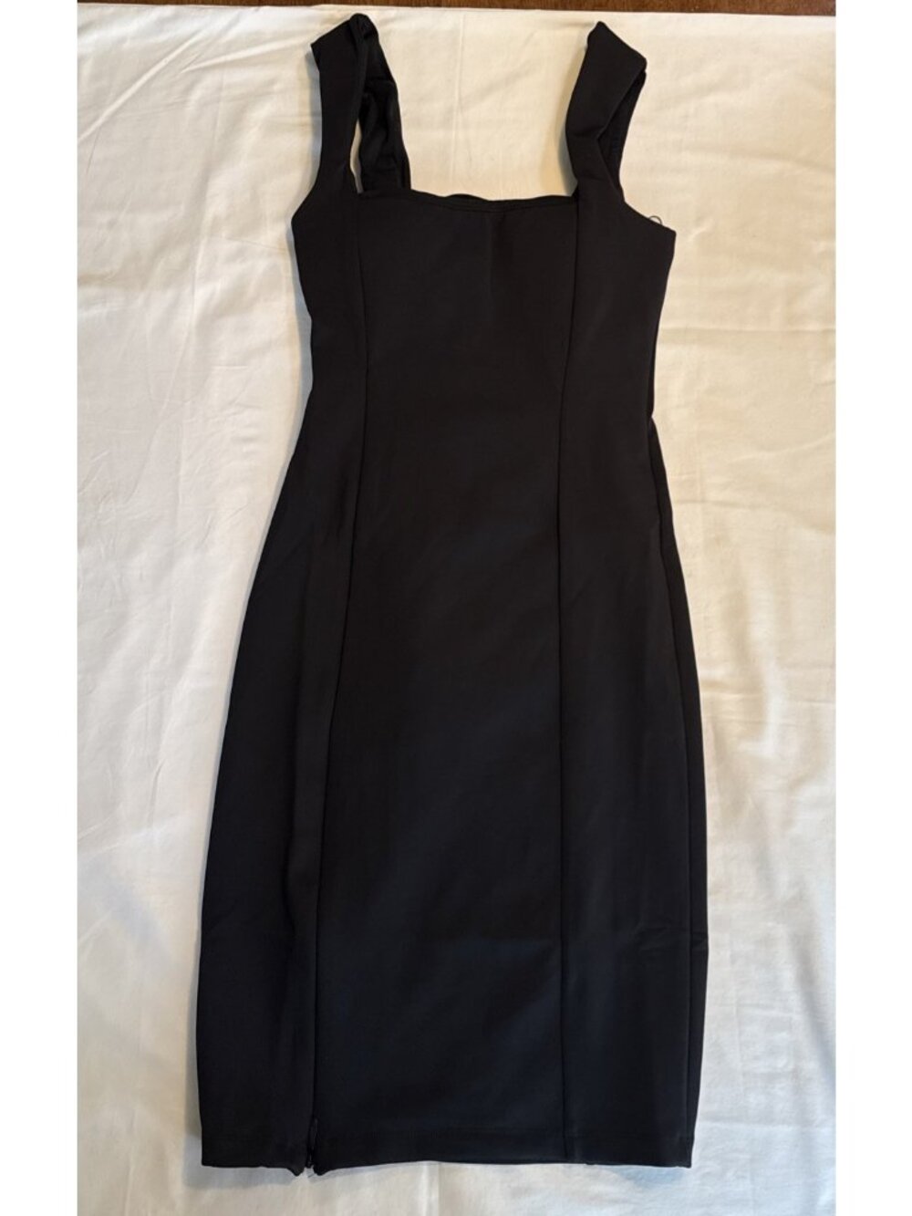 NWT TA3 Black Squarey Pencil Dress Cocktail Corset Lace Up Back Size L Short